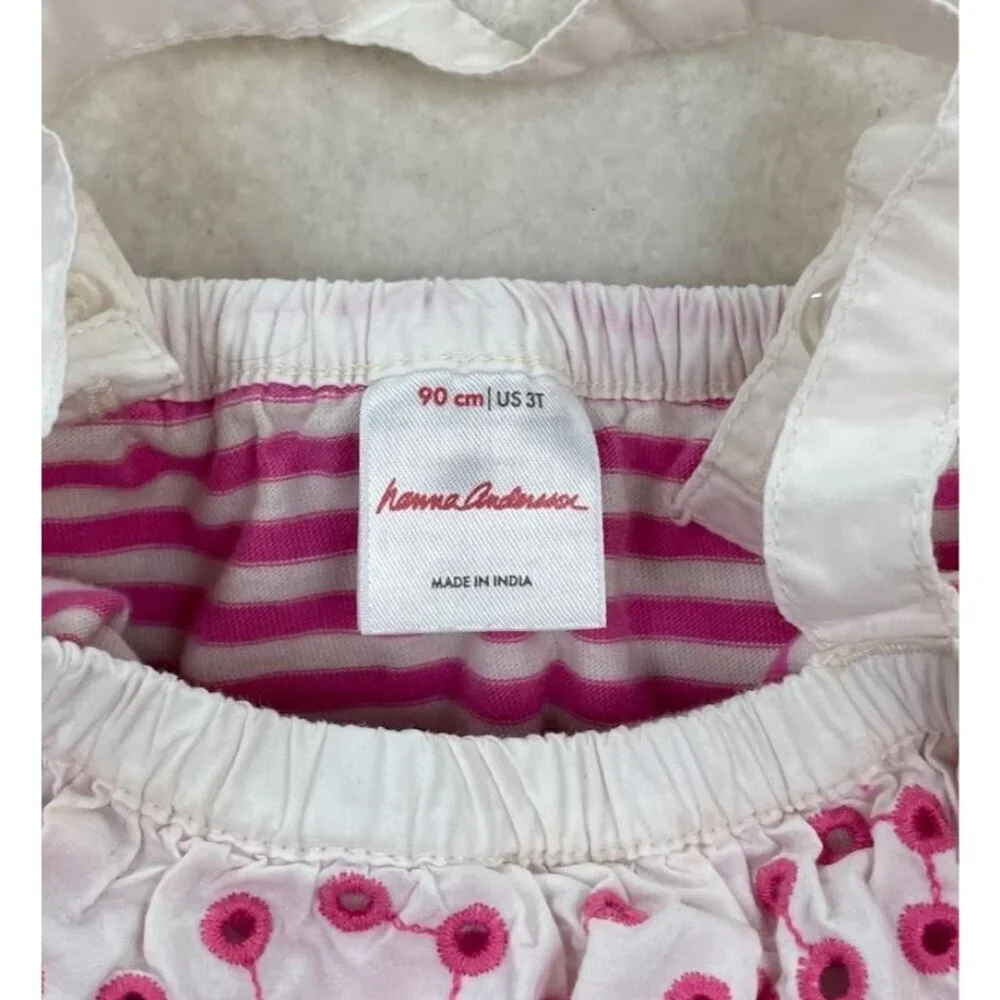 Hanna Andersson Pink Cotton Summer Stripes Romper Size 3T